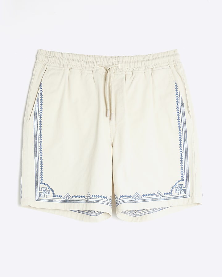 Ecru Embroidery Pull On Shorts