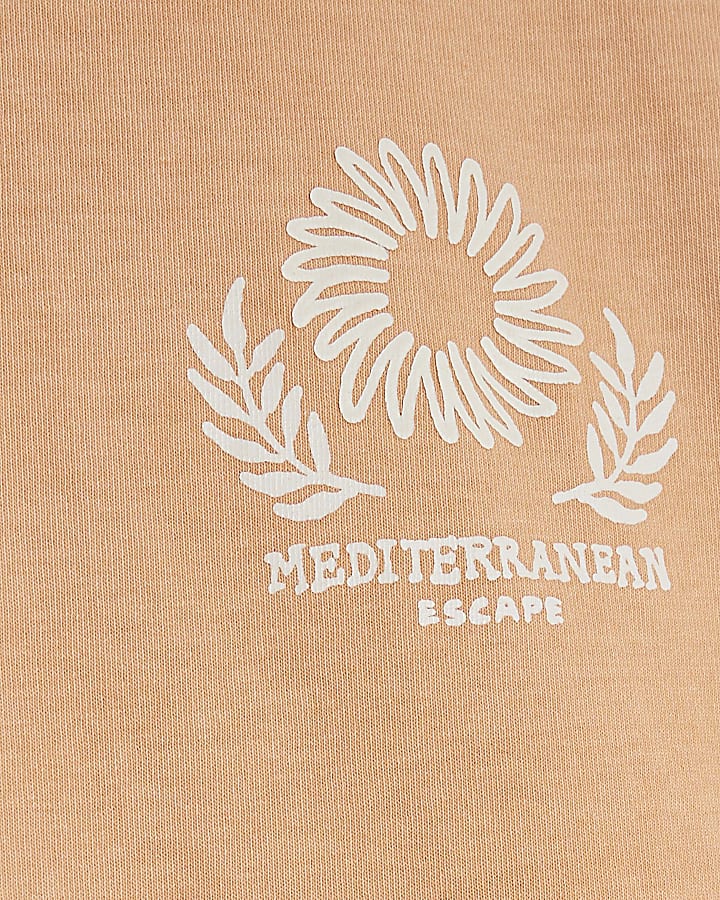 Orange Regular Fit Escape Embroidered T-Shirt