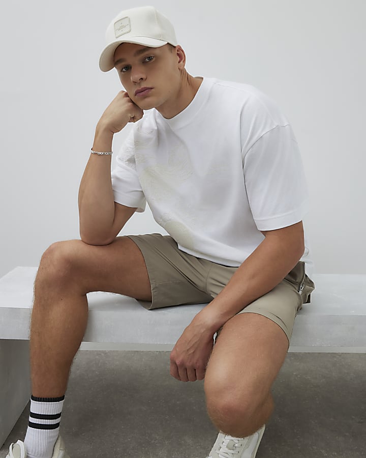 White Oversized Embroidered Phoenix T-Shirt