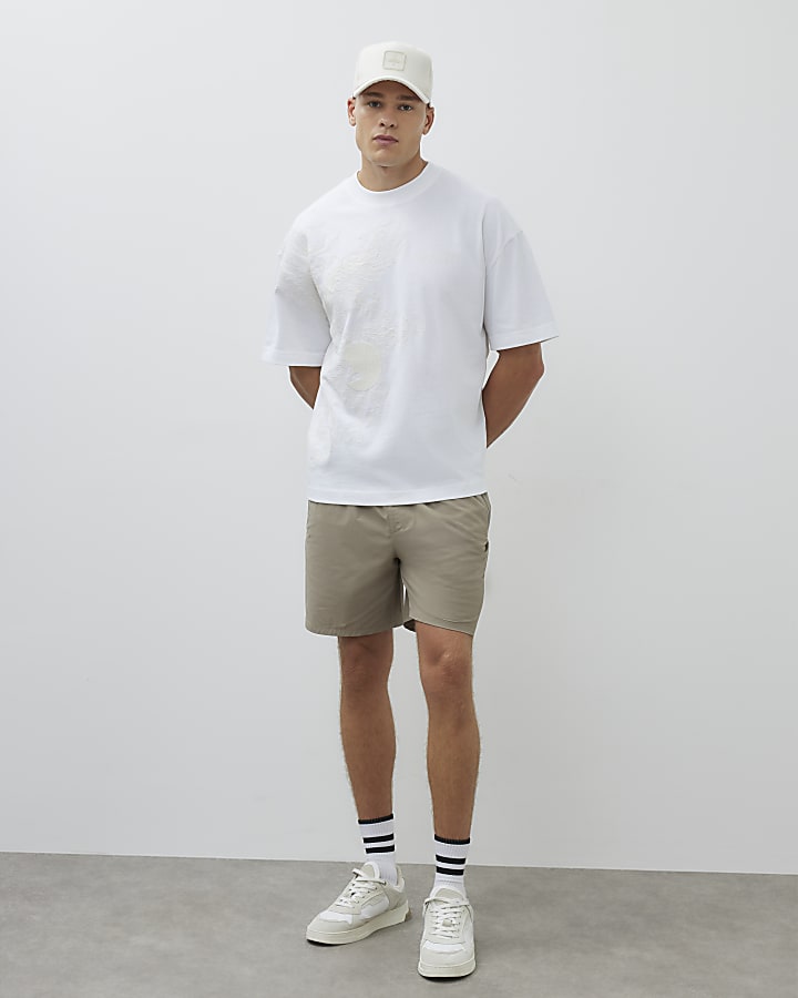 White Oversized Embroidered Phoenix T-Shirt