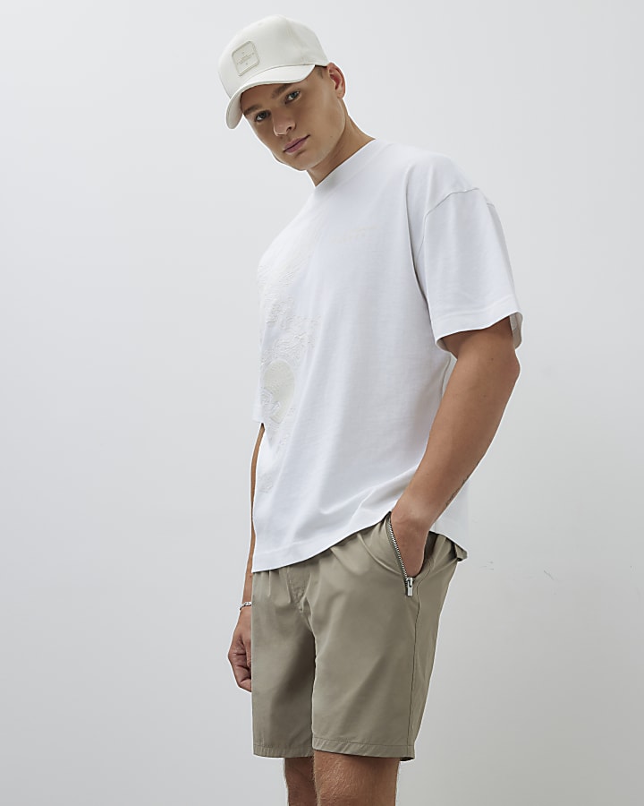 White Oversized Embroidered Phoenix T-Shirt