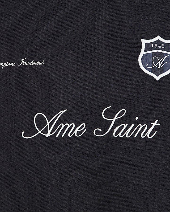 Navy Regular Fit Football Ottoman T-Shirt