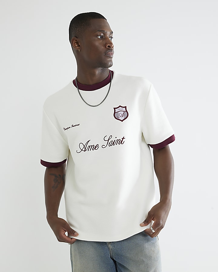 Ecru Regular Fit Les Amis Football Top