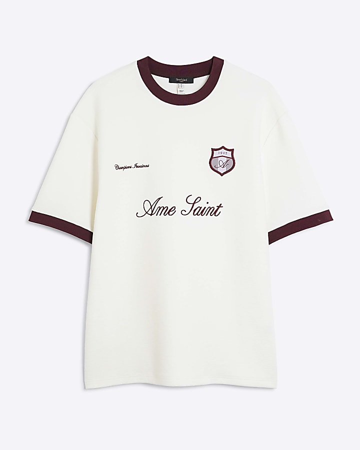 Ecru Regular Fit Les Amis Football Top