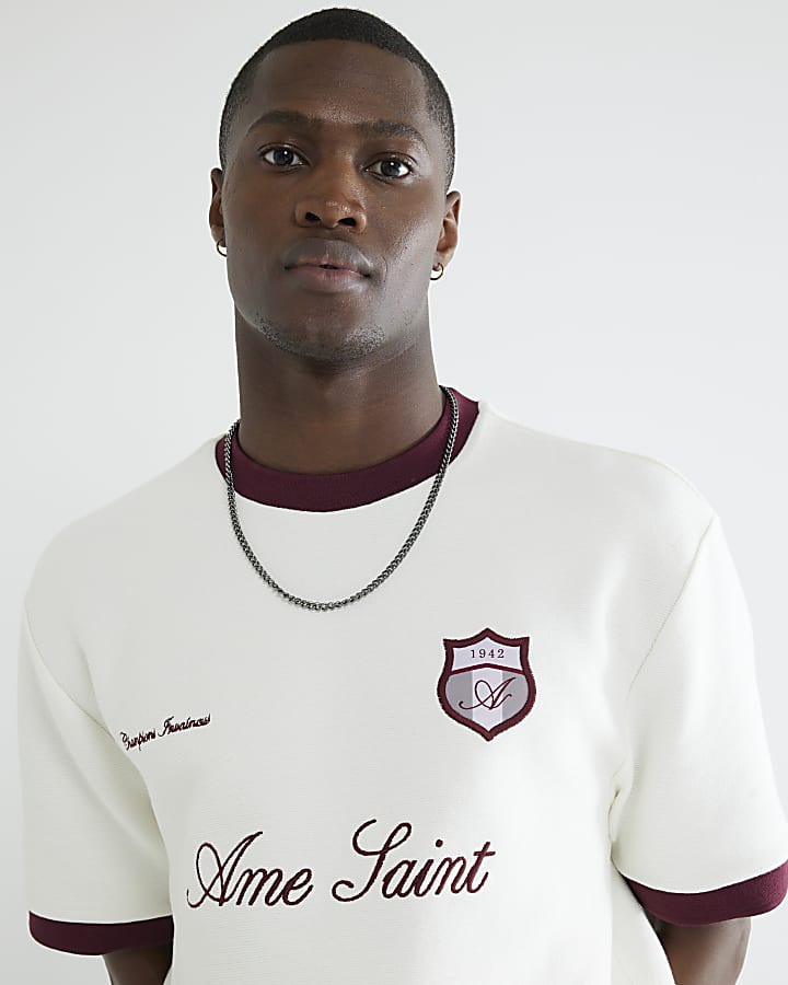 Ecru Regular Fit Les Amis Football Top