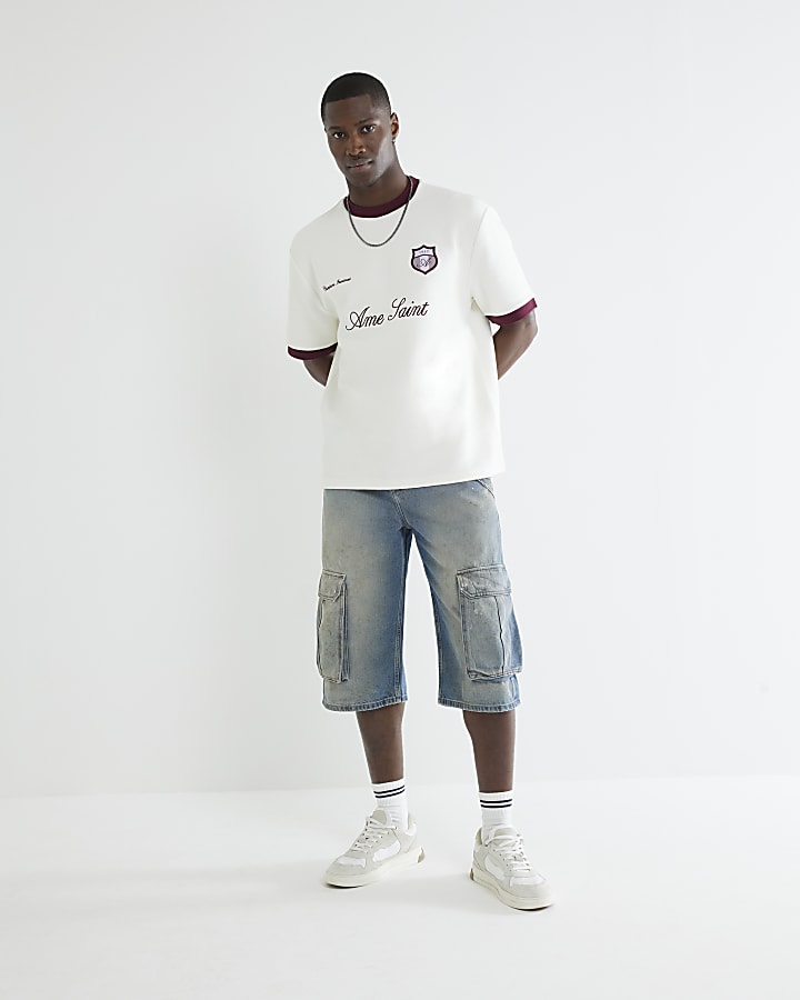 Ecru Regular Fit Les Amis Football Top