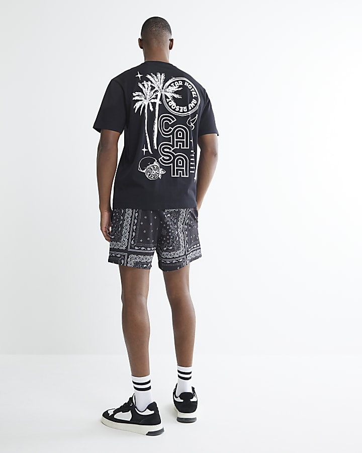 Black Regular Fit Casa Hotel Beaded T-Shirt