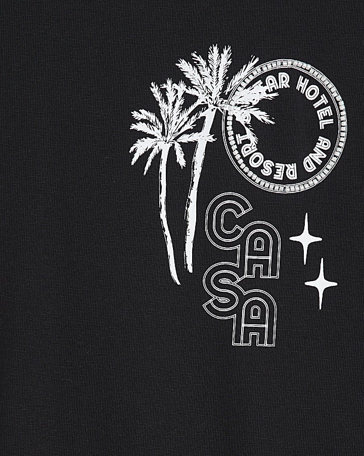 Black Regular Fit Casa Hotel Beaded T-Shirt