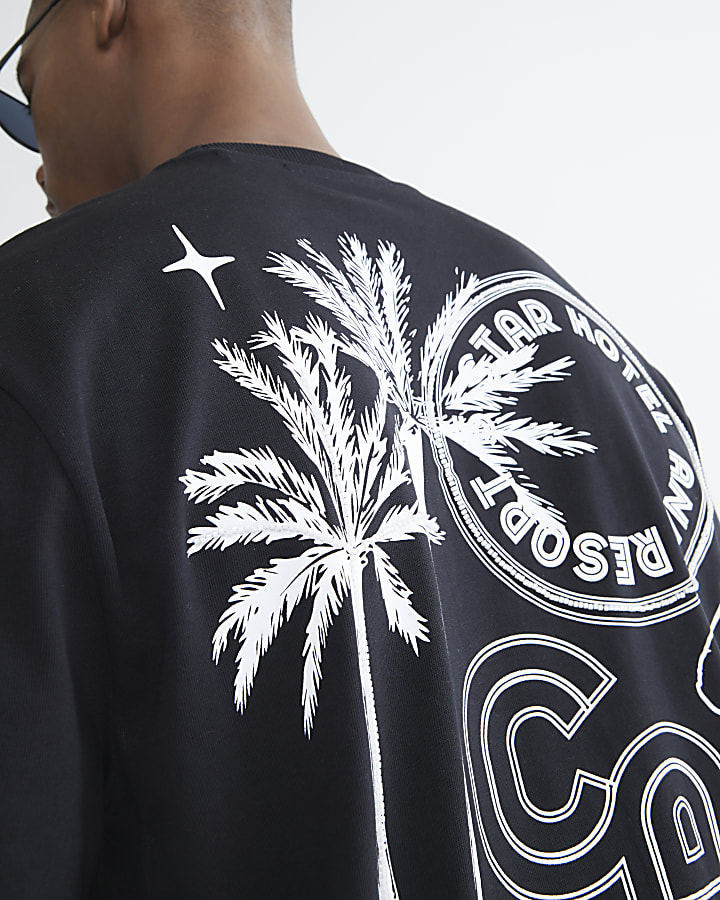 Black Regular Fit Casa Hotel Beaded T-Shirt