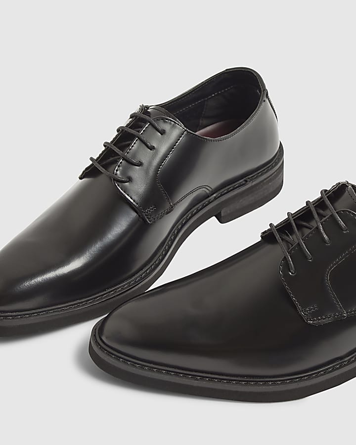 Black Pointed Toe Derby Shoes