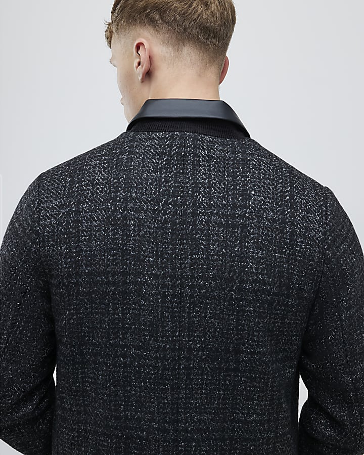 Grey Check Wool Overcoat