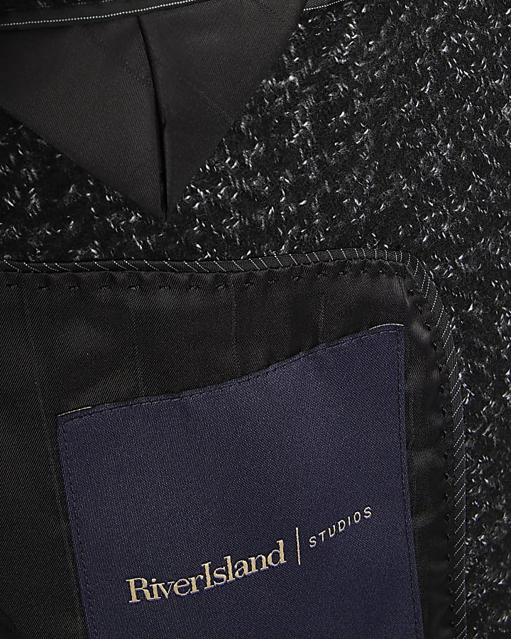 Grey Check Wool Overcoat
