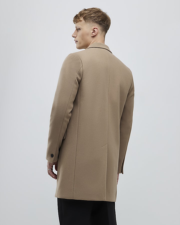 Beige Faux Wool Overcoat