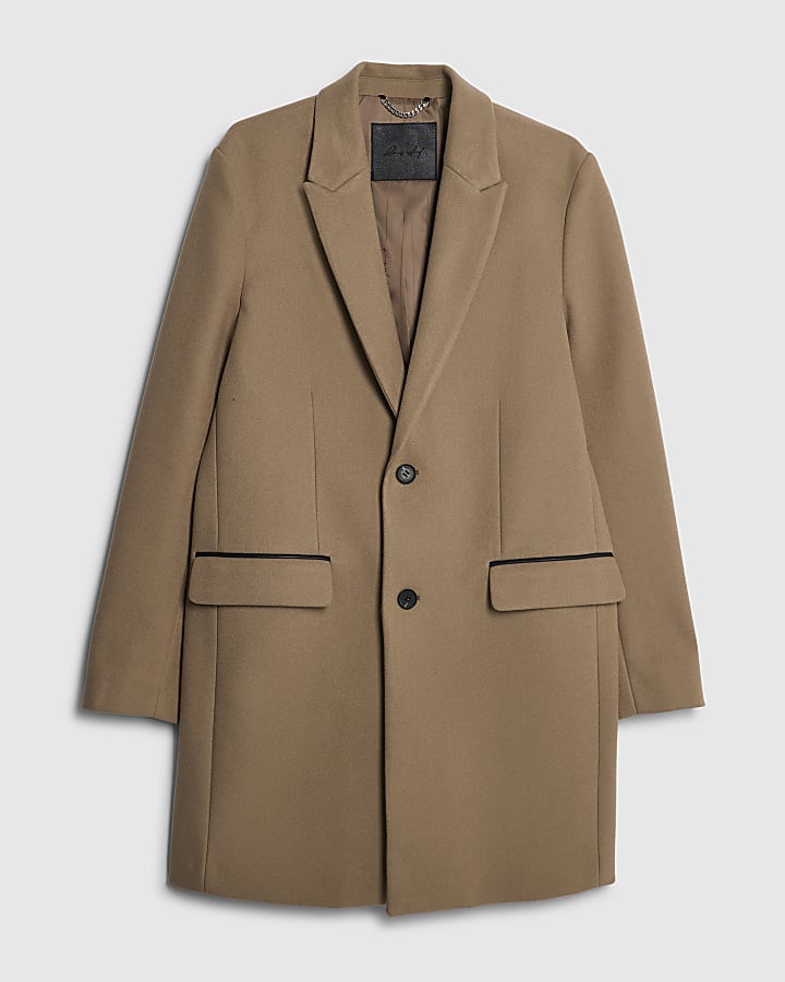 Beige Faux Wool Overcoat