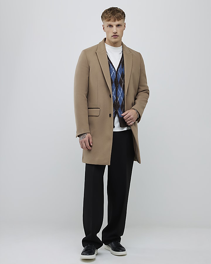 Beige Faux Wool Overcoat
