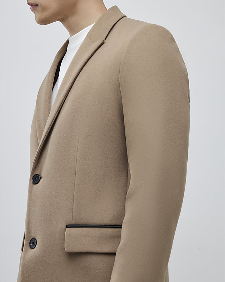 Beige Faux Wool Overcoat