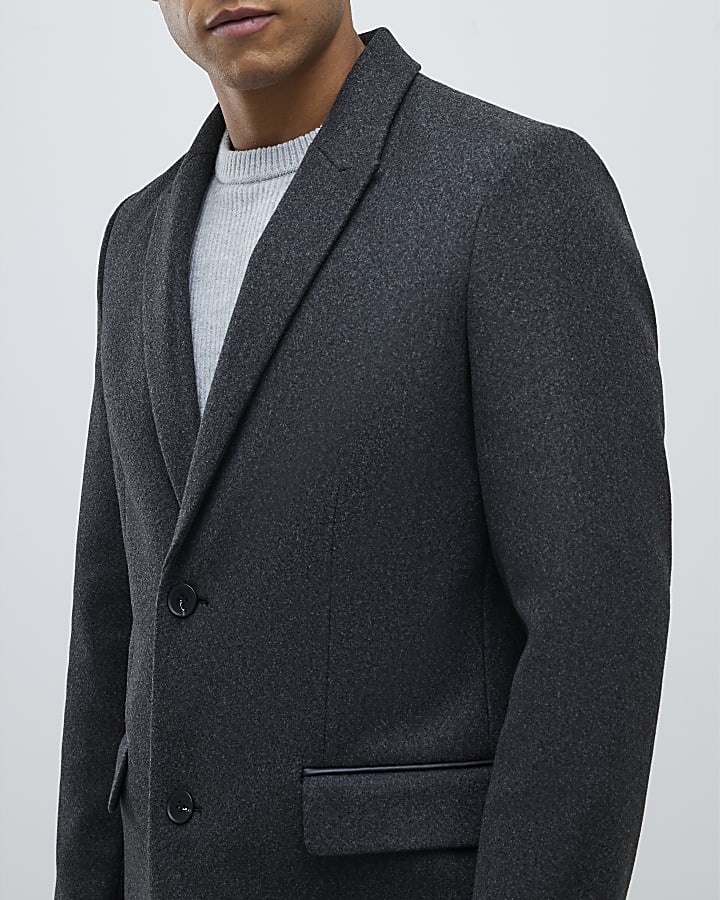 Grey Faux Wool Coat