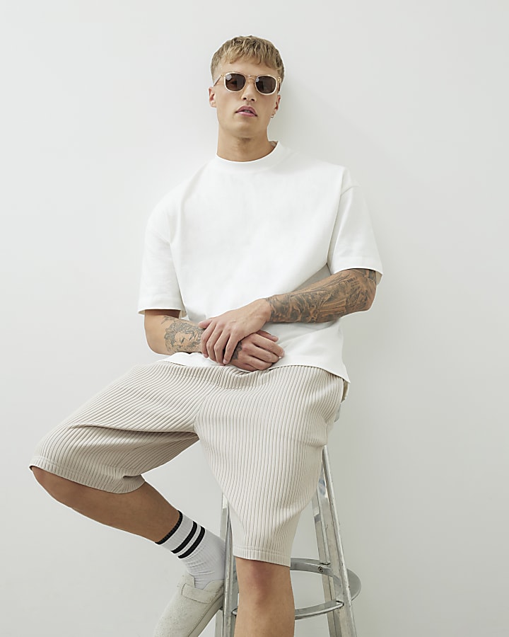 Ecru Short Sleeve Oversized Fit T-shirt
