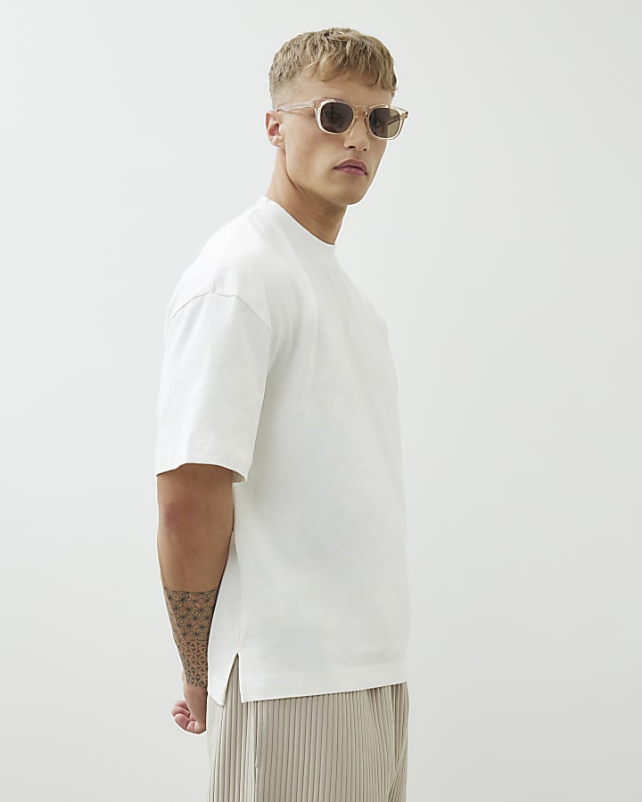 Ecru Short Sleeve Oversized Fit T-shirt