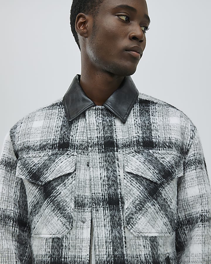 Black Collared Check Jacket