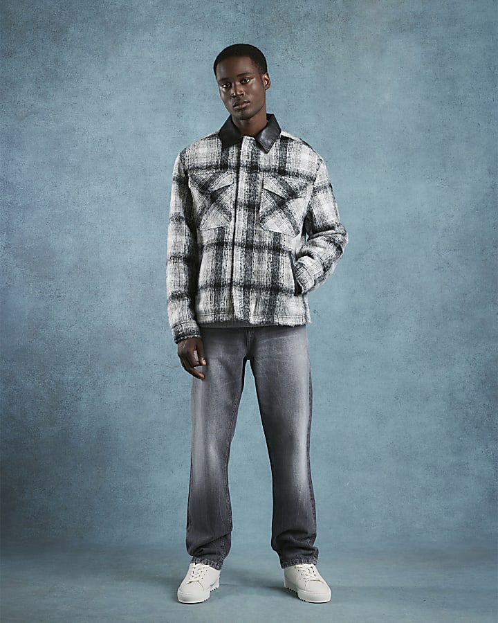 Black Collared Check Jacket