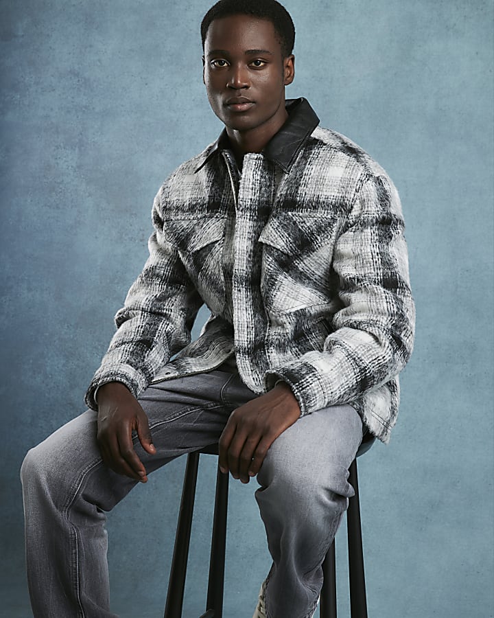 Black Collared Check Jacket