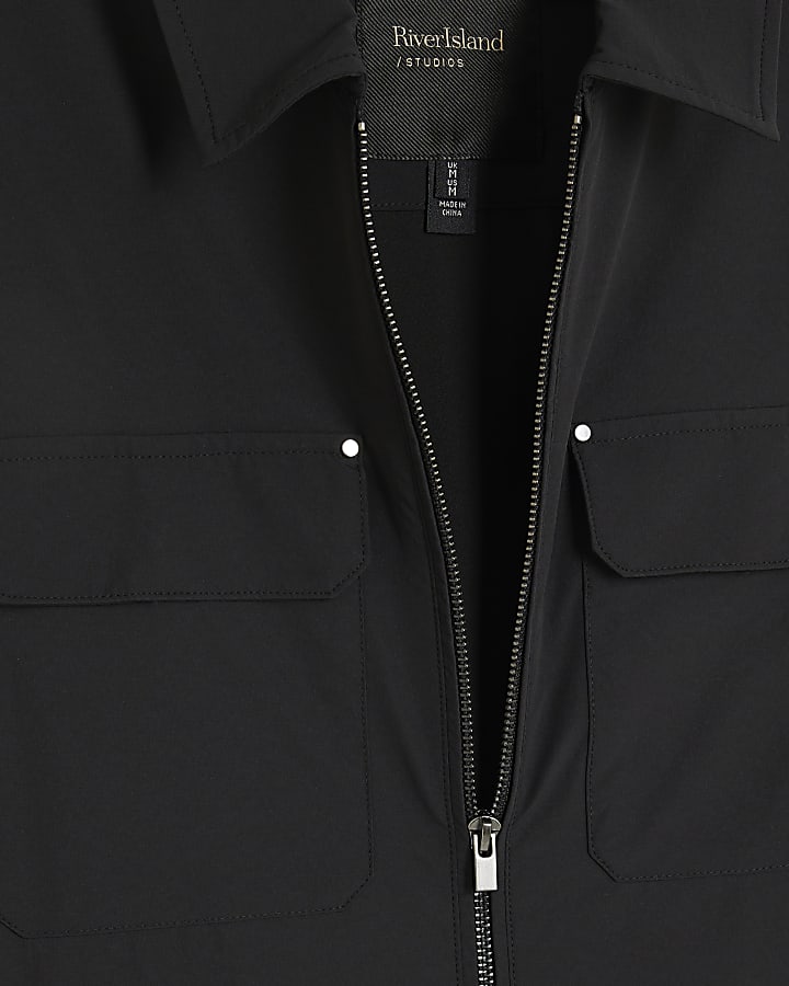 Black Muscle Fit Shacket
