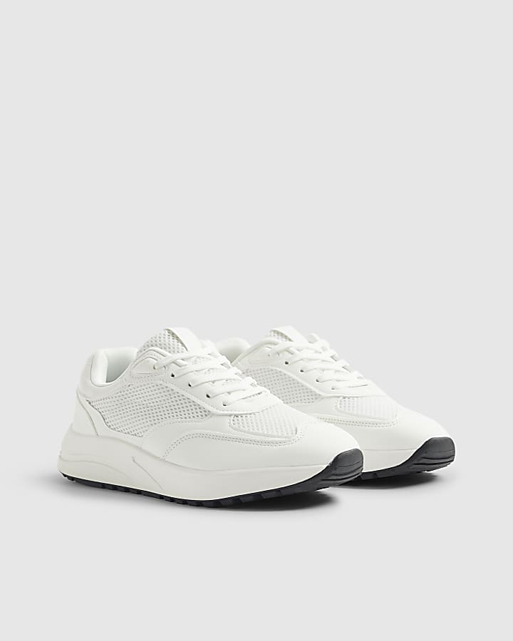 White Textured Trainers