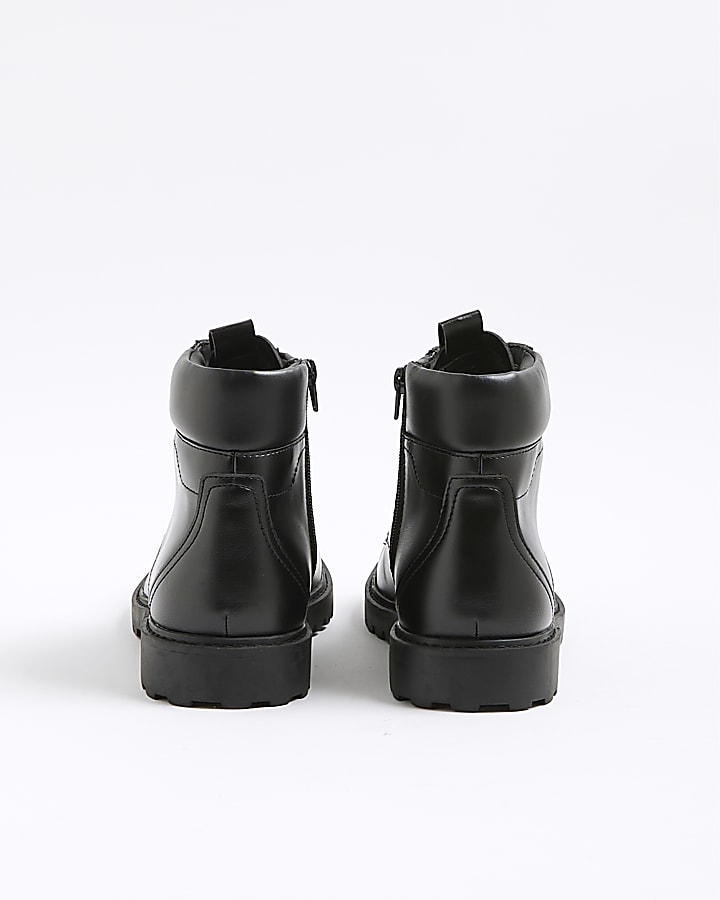 Black Padded Lace Up Boots