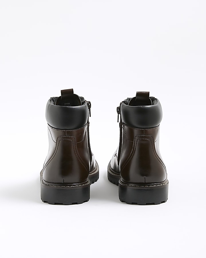 Brown Padded Lace Up Boots