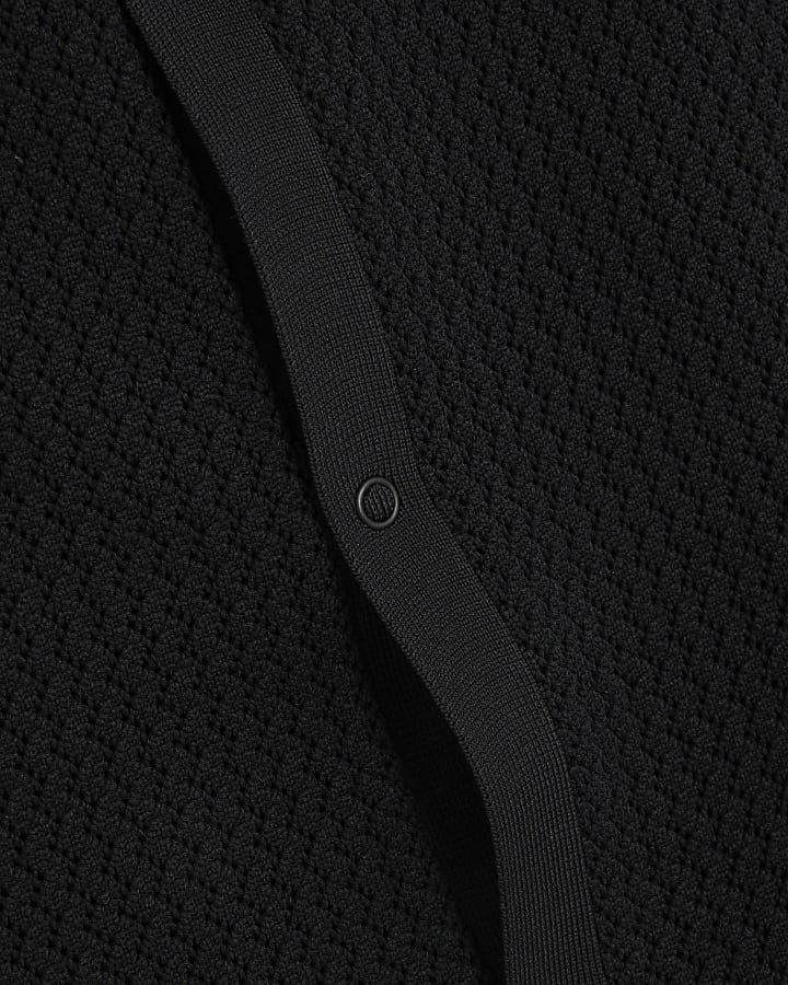 Black Muscle Fit Textured Shirt