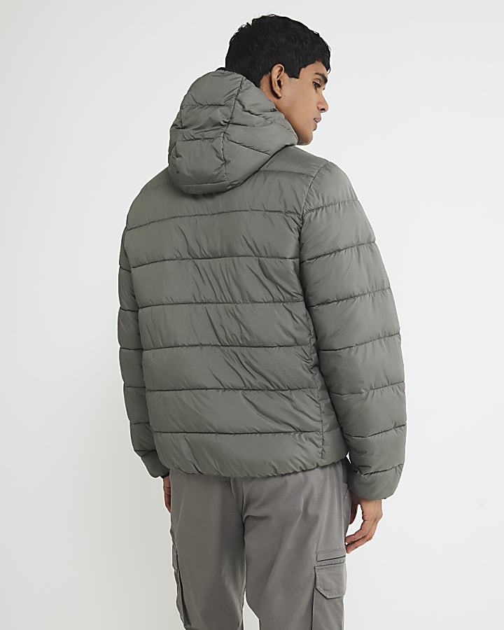 Green Regular Fit Hooded Puffer Jacket