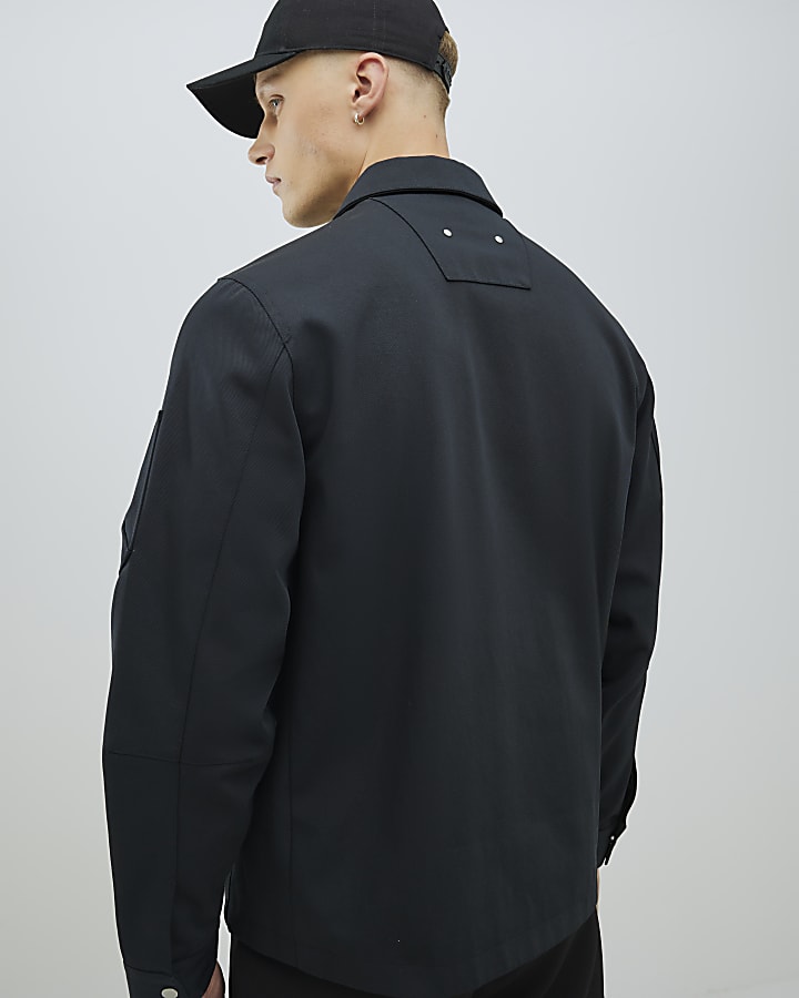 Black Regular Fit Twill Shacket