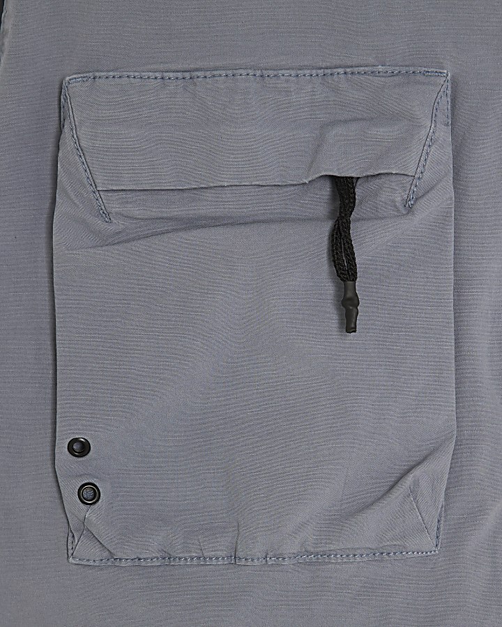 Blue Hooded Washed Jacket