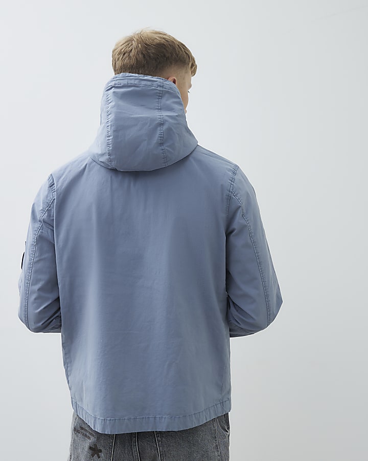 Blue Hooded Washed Jacket
