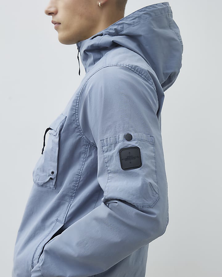 Blue Hooded Washed Jacket