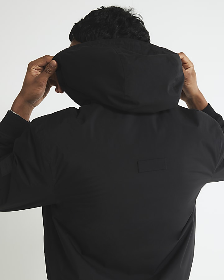 Black Regular Fit Hooded Bomber Jacket