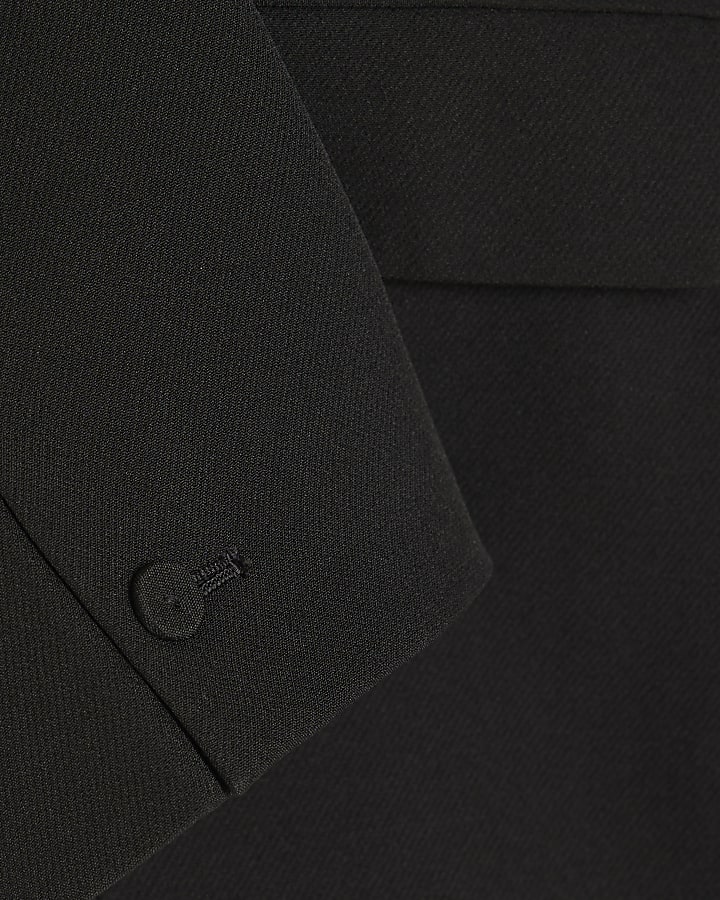 Black Relaxed Fit Wrap Suit Jacket