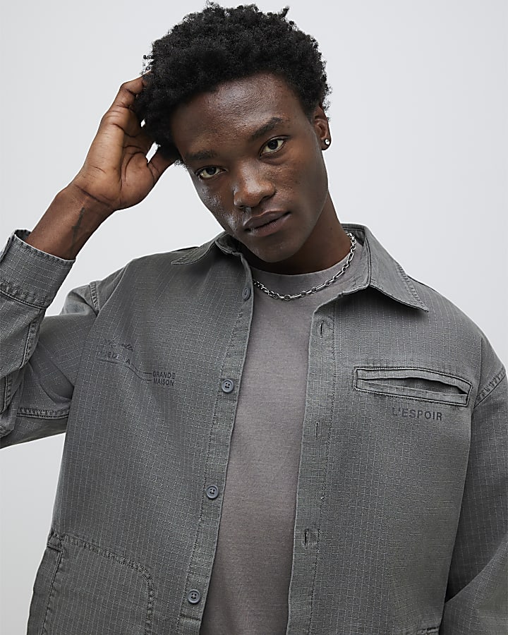 Grey Long Sleeve L'espoir Graphic Overshirt