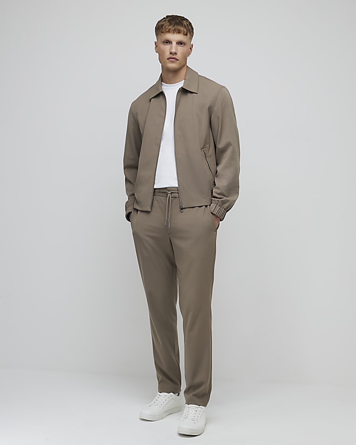 Beige Regular Fit Zipped Jacket