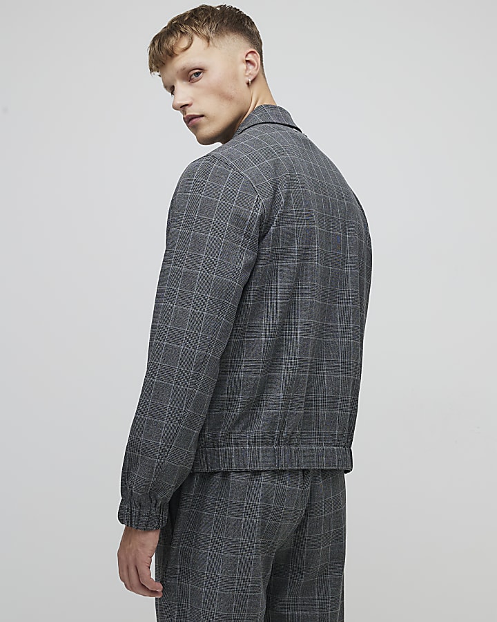 Grey Check Zipped Jacket