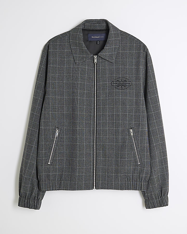Grey Check Zipped Jacket