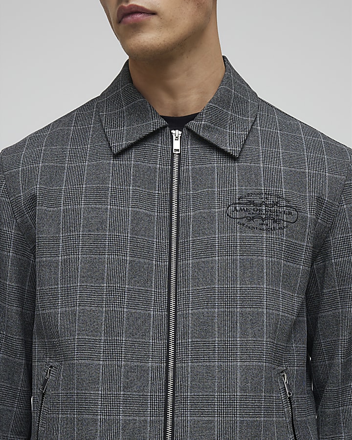 Grey Check Zipped Jacket