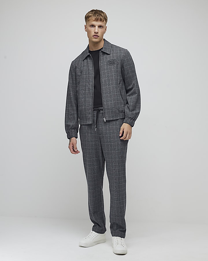 Grey Check Zipped Jacket
