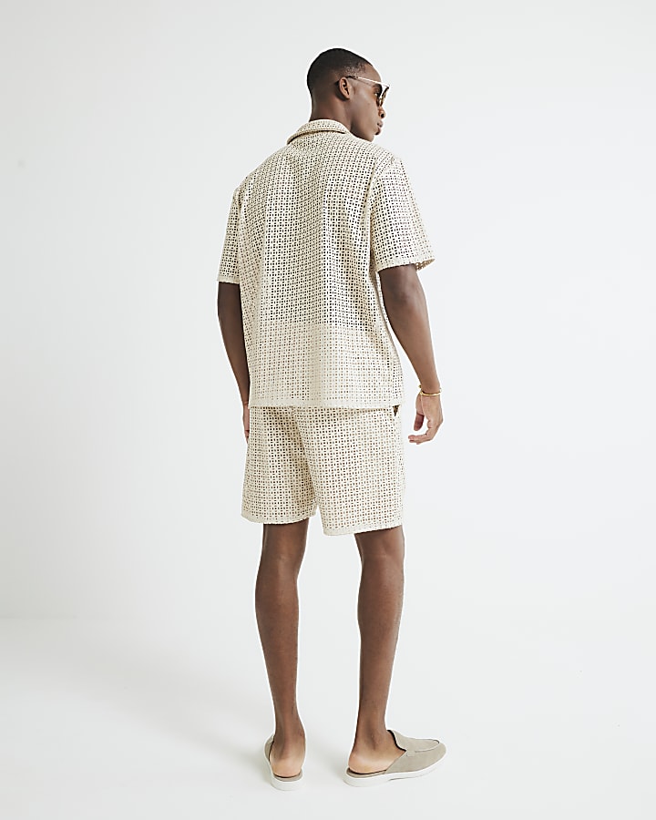 Cream Laser Cut Shorts