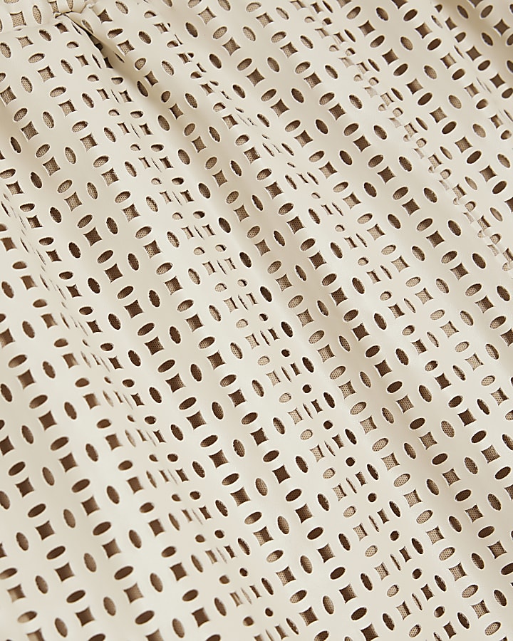 Cream Laser Cut Shorts