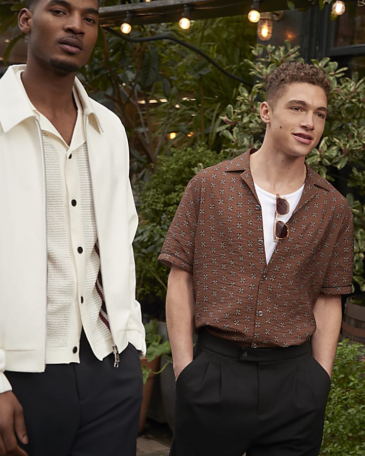 Ecru Slim Fit Waffle Harrington Jacket