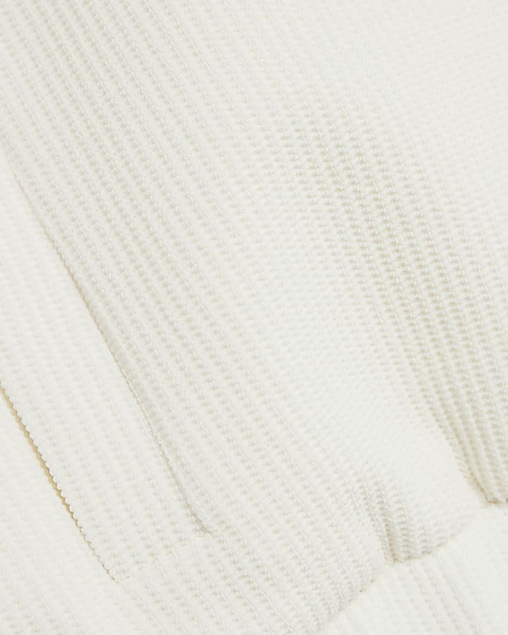 Beige Slim Fit Waffle Harrington Jacket