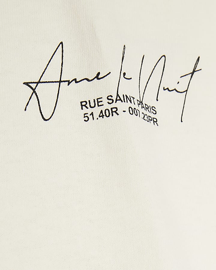 White Short Sleeve Ame Le Nuit T-Shirt