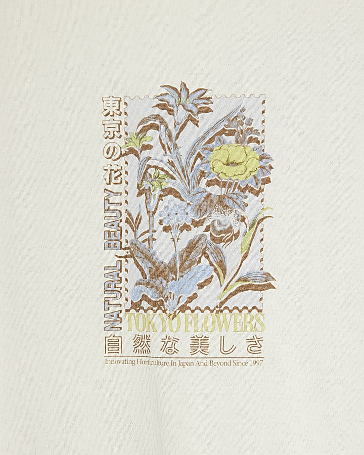 White Short Sleeve Tokyo Flowers T-Shirt